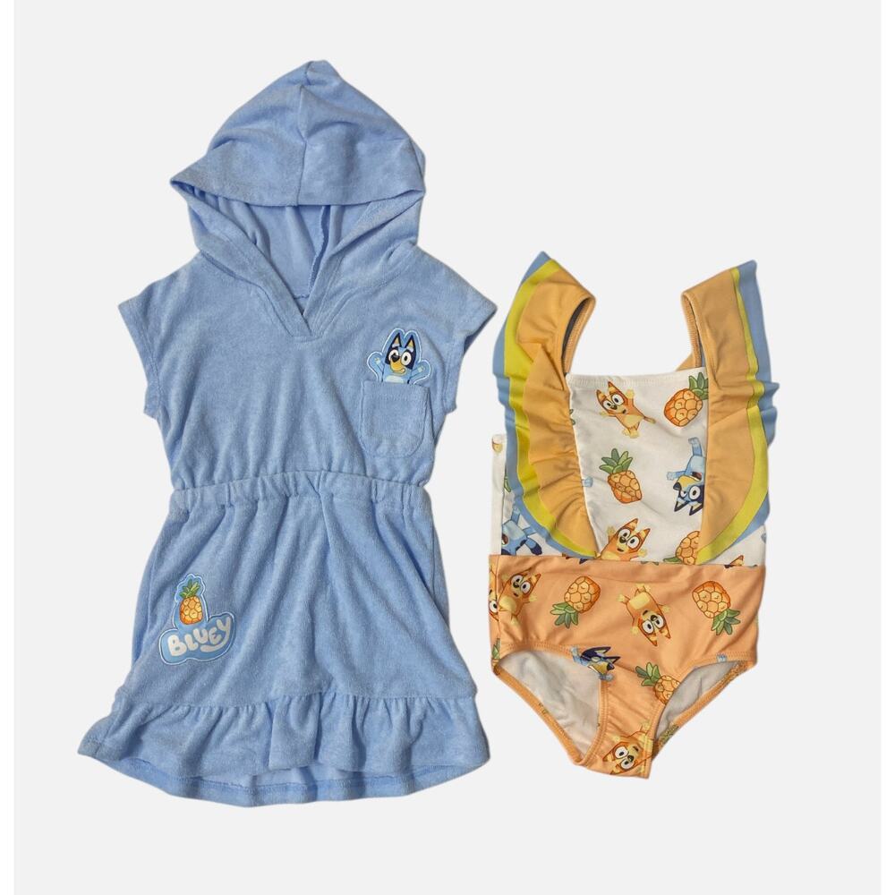 Bluey Cartoon  Toddler Girl's 2-Piece‎ Coverup and Swimsuit Set NWT Size 2T